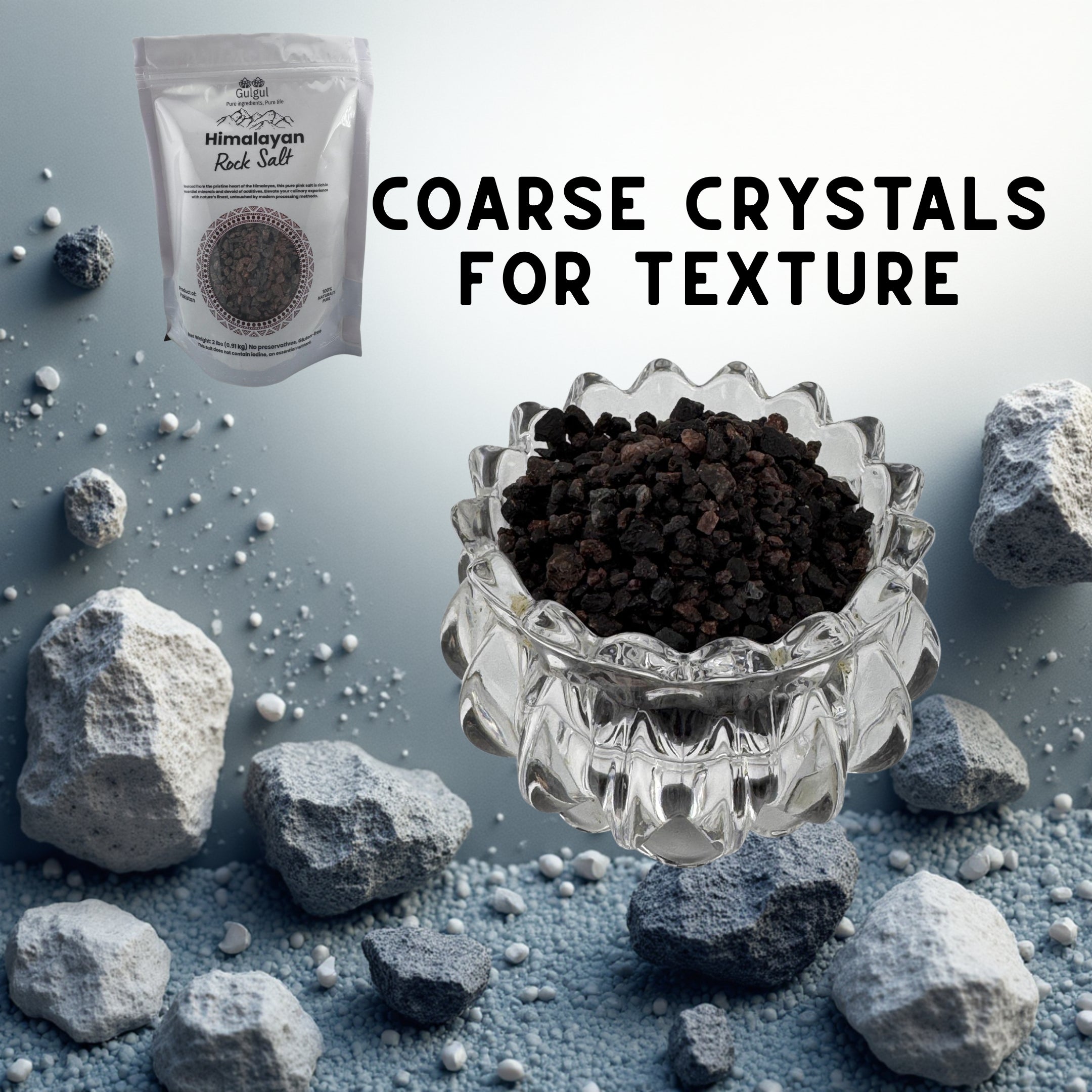 Coarse Black Himalayan Salt 2 Lb | Kala Namak Rock Salt for