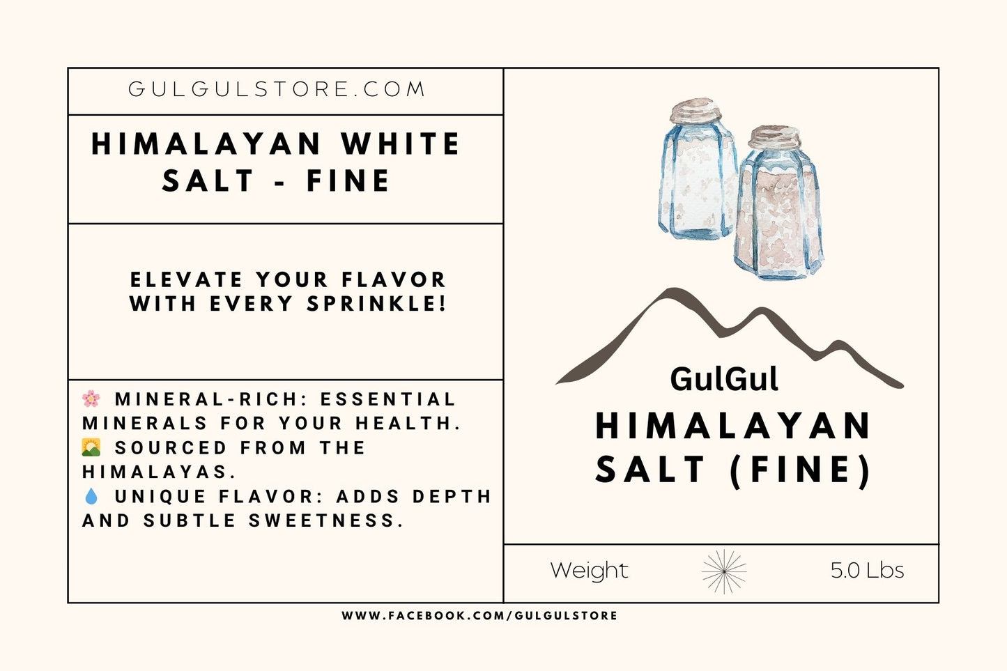 Himalayan Salt White-Fine - Premium Quality for Cooking & Health, 2Lbs | Gulgul Store