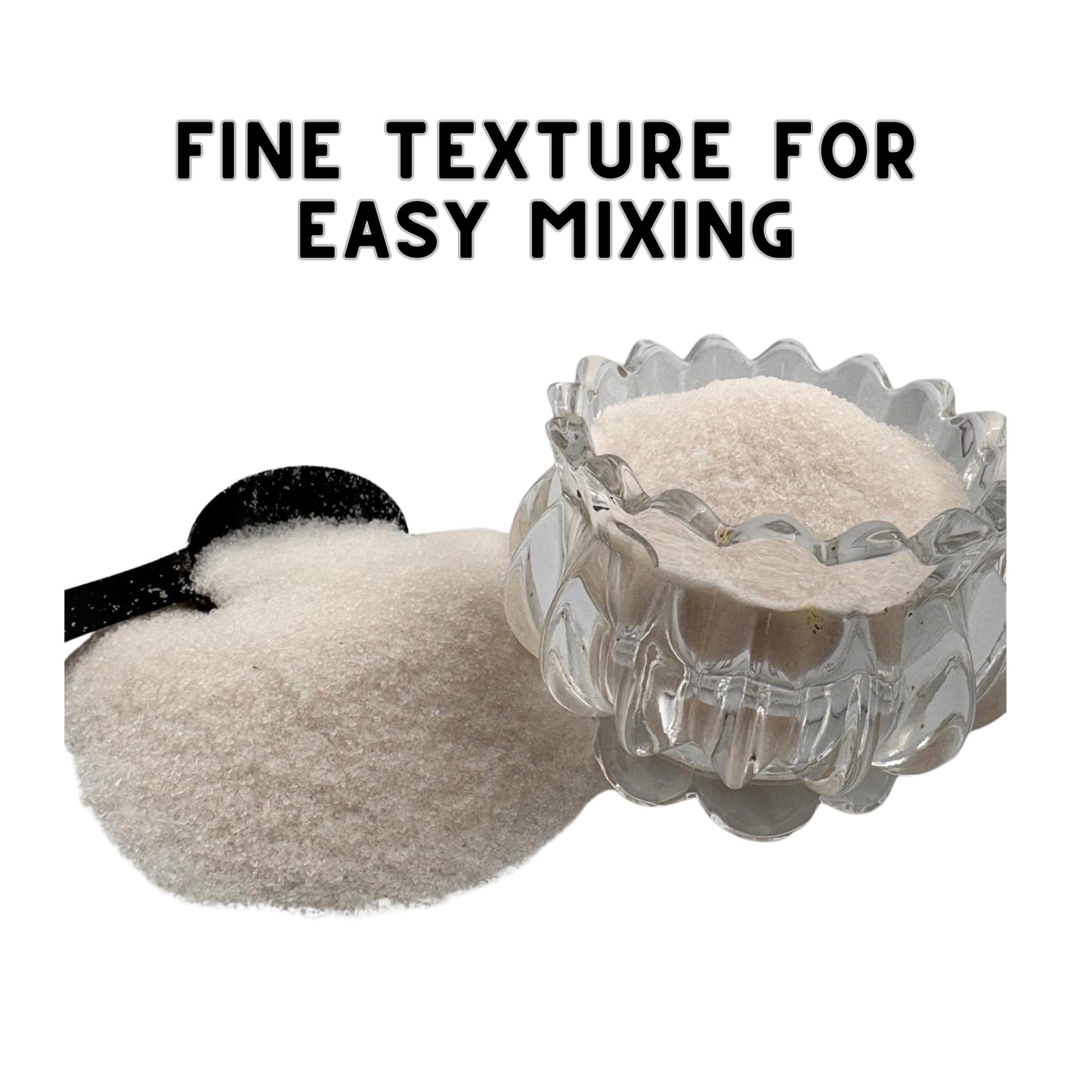 Close-up of fine grain white Himalayan salt showing uniform crystal texture