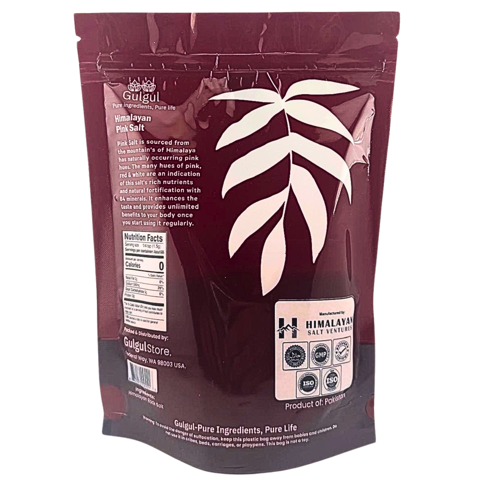 Gulgul Store coarse pink Himalayan salt 2 lb package premium crystal salt