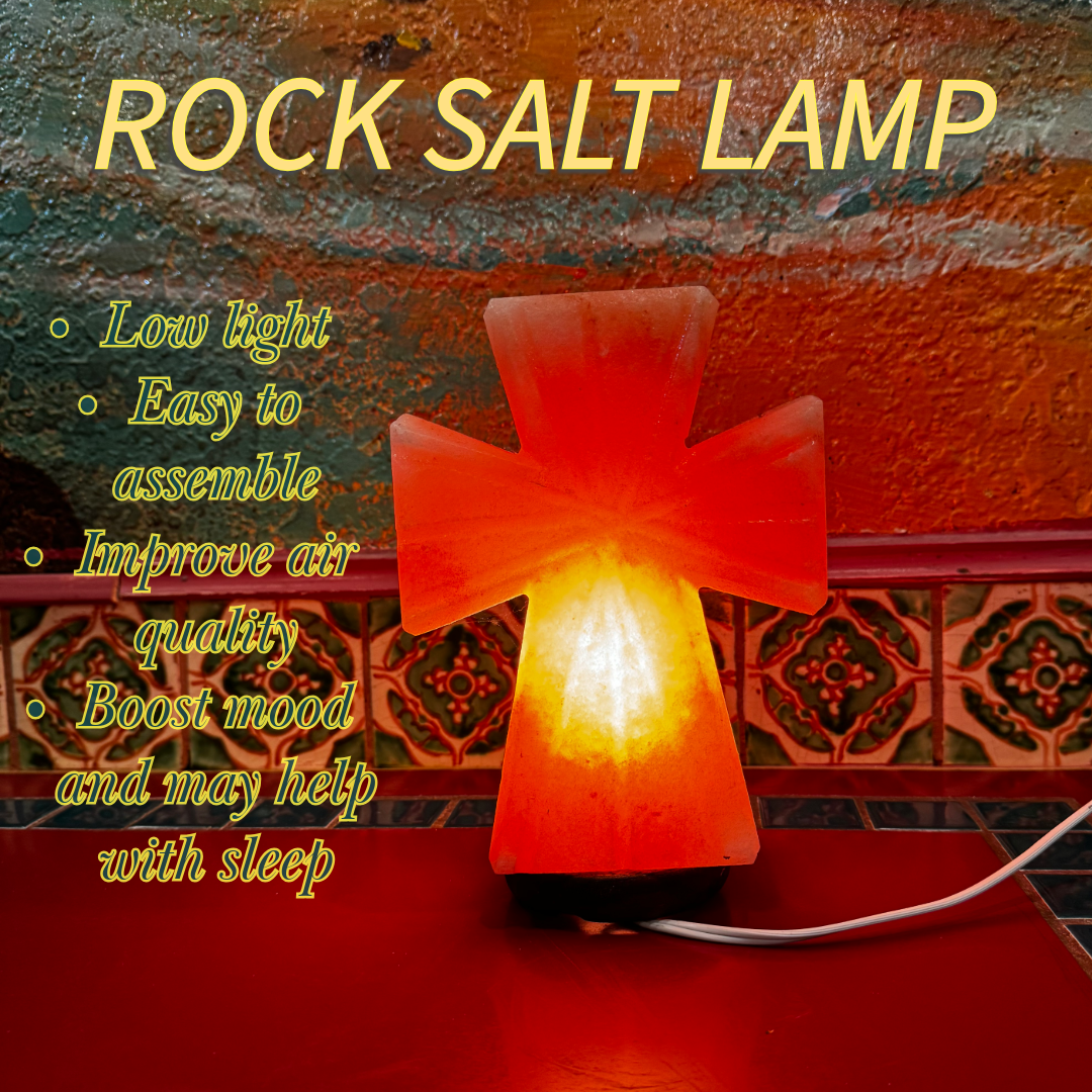 Himalayan Pink Rock Salt Lamp - Cross Design, Natural Air Purifier & Mood Enhancer - Ambient Glow, Easy Assembly