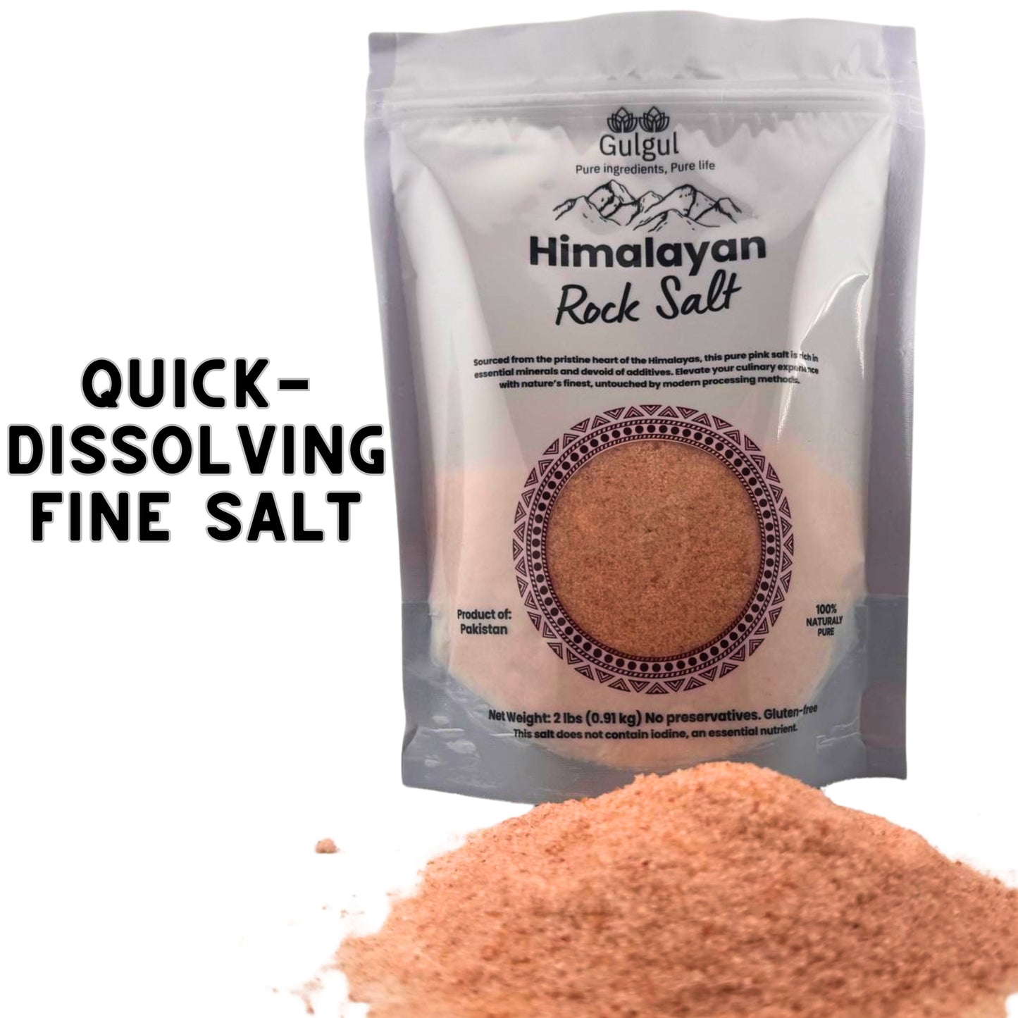 Fine pink Himalayan salt being used for everyday cooking and seasoning dishes