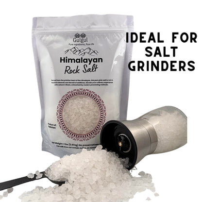 Close-up of coarse white salt crystals showing uniform size perfect for grinders